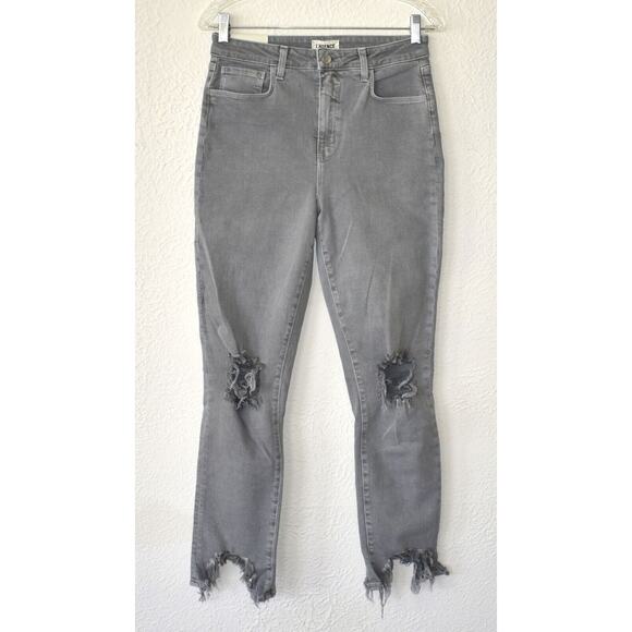 B0 NEW L'AGENCE Light Gray Distressed High Rise Skinny Jeans Size 29 - Picture 1 of 7